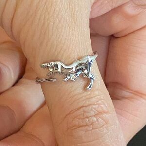 Unisex silver T- Rex dinosaur open ring, Animal Irregular Chunky Punk ring
